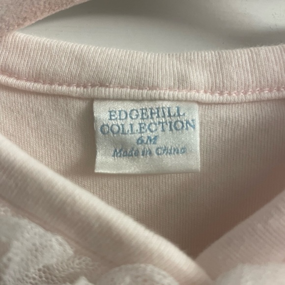 Edgehill Collection LIKE NEW Pink Onesie W/Chiffon, Tulle,Bow Accents Size 6M - Picture 2 of 7